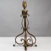 Pair of Arts and Crafts Brass Table Lamps with Leaf Collars c.1910 - Thumbnail 5