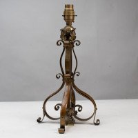 Pair of Arts and Crafts Brass Table Lamps with Leaf Collars c.1910 - Thumbnail 10