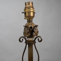 Pair of Arts and Crafts Brass Table Lamps with Leaf Collars c.1910 - Thumbnail 11