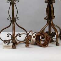 Pair of Arts and Crafts Brass Table Lamps with Leaf Collars c.1910 - Thumbnail 20