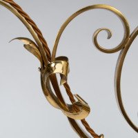 Arts and Crafts, c.1905 Set of Three Brass Wall Lights with Walnut Backplates - Thumbnail 13
