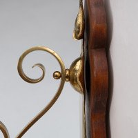 Arts and Crafts, c.1905 Set of Three Brass Wall Lights with Walnut Backplates - Thumbnail 16