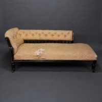 Charles Bevan for Marsh & Jones. An Aesthetic Movement Walnut Ebonized Button Back Chaise Lounge - Thumbnail 2