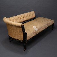 Charles Bevan for Marsh & Jones. An Aesthetic Movement Walnut Ebonized Button Back Chaise Lounge - Thumbnail 5