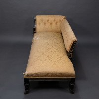Charles Bevan for Marsh & Jones. An Aesthetic Movement Walnut Ebonized Button Back Chaise Lounge - Thumbnail 3