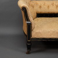 Charles Bevan for Marsh & Jones. An Aesthetic Movement Walnut Ebonized Button Back Chaise Lounge - Thumbnail 9