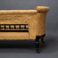 Charles Bevan for Marsh & Jones. An Aesthetic Movement Walnut Ebonized Button Back Chaise Lounge - Thumbnail 17