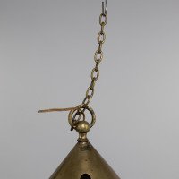 An Arts & Crafts Brass Lantern with the Original Vaseline Shade - Thumbnail 6