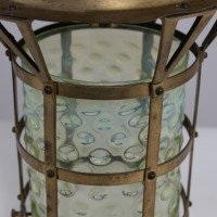 An Arts & Crafts Brass Lantern with the Original Vaseline Shade - Thumbnail 10