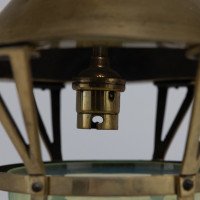 An Arts & Crafts Brass Lantern with the Original Vaseline Shade - Thumbnail 9