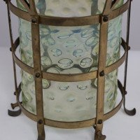 An Arts & Crafts Brass Lantern with the Original Vaseline Shade - Thumbnail 11