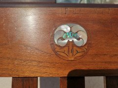 Liberty & Co., Pair of English Arts & Crafts Walnut Chairs with Stylized M Op Inlay - Thumbnail 8