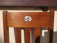 Liberty & Co., Pair of English Arts & Crafts Walnut Chairs with Stylized M Op Inlay - Thumbnail 7