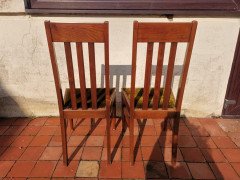 Liberty & Co., Pair of English Arts & Crafts Walnut Chairs with Stylized M Op Inlay - Thumbnail 9