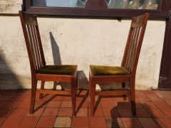 Liberty & Co., Pair of English Arts & Crafts Walnut Chairs with Stylized M Op Inlay - Thumbnail 4
