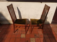 Liberty & Co., Pair of English Arts & Crafts Walnut Chairs with Stylized M Op Inlay - Thumbnail 3