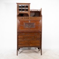Lambs of Manchester. An Anglo-Japanese Secretaire Bookcase with Lacquered Panel - Thumbnail 2