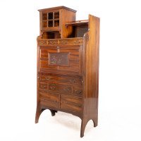 Lambs of Manchester. An Anglo-Japanese Secretaire Bookcase with Lacquered Panel