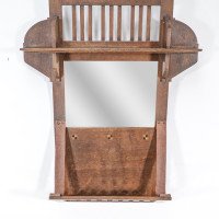 Liberty & Co., An Arts & Crafts Oak Hanging Paper Rack with Central Mirror - Thumbnail 9