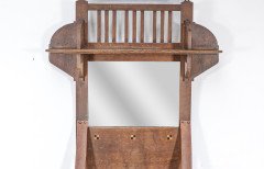 Liberty & Co., An Arts & Crafts Oak Hanging Paper Rack with Central Mirror - Thumbnail 4