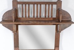 Liberty & Co., An Arts & Crafts Oak Hanging Paper Rack with Central Mirror - Thumbnail 6