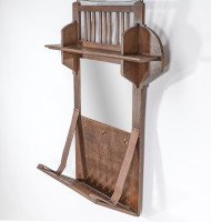Liberty & Co., An Arts & Crafts Oak Hanging Paper Rack with Central Mirror - Thumbnail 2