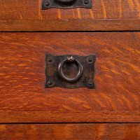 Ambrose Heal a Rare Mansfield Oak Chest of Drawers with Iron Heart Escutcheons - Thumbnail 9