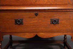 Ambrose Heal a Rare Mansfield Oak Chest of Drawers with Iron Heart Escutcheons - Thumbnail 12