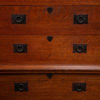 Ambrose Heal a Rare Mansfield Oak Chest of Drawers with Iron Heart Escutcheons - Thumbnail 8