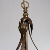 An Arts & Craft Ceiling Light with Stylized Petals & a Circular Brass Ring - Thumbnail 6