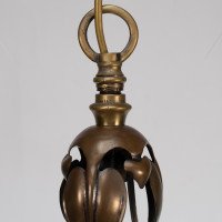 An Arts & Craft Ceiling Light with Stylized Petals & a Circular Brass Ring - Thumbnail 7