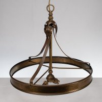 An Arts & Craft Ceiling Light with Stylized Petals & a Circular Brass Ring - Thumbnail 9