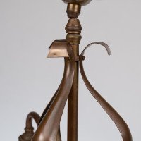 An Arts & Crafts Three Branch Brass Ceiling Light with Stylized Leaf Detail - Thumbnail 10