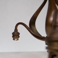 An Arts & Crafts Three Branch Brass Ceiling Light with Stylized Leaf Detail - Thumbnail 12