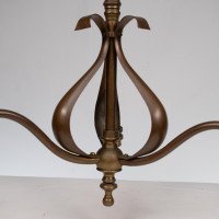 An Arts & Crafts Three Branch Brass Ceiling Light with Stylized Leaf Detail - Thumbnail 11