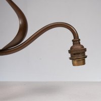 An Arts & Crafts Three Branch Brass Ceiling Light with Stylized Leaf Detail - Thumbnail 14