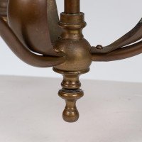 An Arts & Crafts Three Branch Brass Ceiling Light with Stylized Leaf Detail - Thumbnail 15