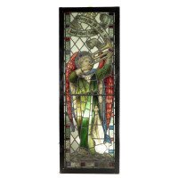 Pre-Raphaelite Stained Glass of Archangel Gabriel Blowing a Trumpet c.1880 - Thumbnail 1