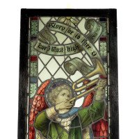 Pre-Raphaelite Stained Glass of Archangel Gabriel Blowing a Trumpet c.1880 - Thumbnail 2