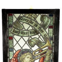 Pre-Raphaelite Stained Glass of Archangel Gabriel Blowing a Trumpet c.1880 - Thumbnail 3