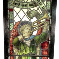 Pre-Raphaelite Stained Glass of Archangel Gabriel Blowing a Trumpet c.1880 - Thumbnail 6
