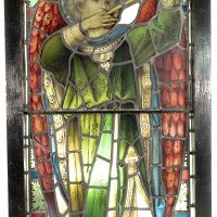 Pre-Raphaelite Stained Glass of Archangel Gabriel Blowing a Trumpet c.1880 - Thumbnail 9