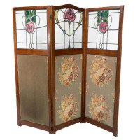 Liberty & Co., A Glasgow-Style Arts & Crafts Walnut Three Fold Screen/Room Divider - Thumbnail 1