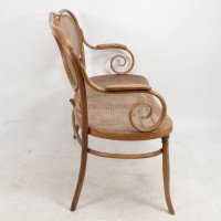 Thonet – Vienna Secession beech bentwood settee with caned seat and back - Thumbnail 5