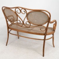 Thonet – Vienna Secession beech bentwood settee with caned seat and back - Thumbnail 18
