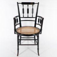 Rhoda and Agnes Garrett., An Aesthetic Movement Cane Seated Armchair - Thumbnail 2
