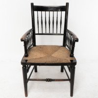Liberty & Co., attributed. Style of Morris & Co., An Aesthetic Movement Rush Seat Armchair - Thumbnail 2