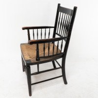 Liberty & Co., attributed. Style of Morris & Co., An Aesthetic Movement Rush Seat Armchair - Thumbnail 4