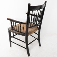 Liberty & Co., attributed. Style of Morris & Co., An Aesthetic Movement Rush Seat Armchair - Thumbnail 13