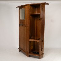 Shapland & Petter, attributed. An Arts & Crafts Oak Hall Cupboard with Flaring Cornice - Thumbnail 3
